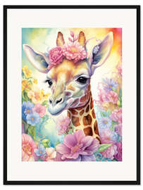 Gerahmter Kunstdruck Neugieriges Giraffenbaby