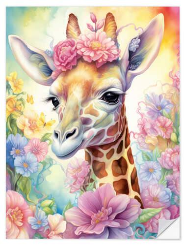 Vinilo para la pared Curious Baby Giraffe