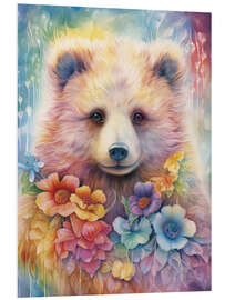 Foam board print Baby bear with Floral Pendant