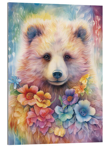 Gallery print Baby bear with Floral Pendant