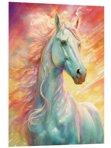 Foam board print Powerful White Stallion