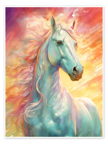 Poster Powerful White Stallion