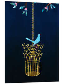 Tableau en PVC Pretty Birdcage with Blue Bird