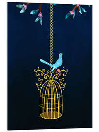 Gallery print Pretty Birdcage with Blue Bird