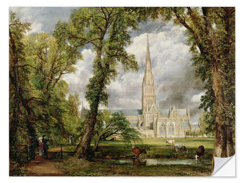 Selvklæbende plakat View of Salisbury Cathedral from the Bishop's Grounds, 1822