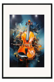 Gerahmter Kunstdruck Geige Modern II
