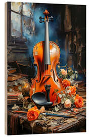 Wood print Violin Still Life