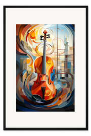 Gerahmter Kunstdruck Geige Modern I