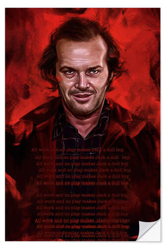 Sticker mural All Work and No Play Makes Jack a Dull Boy - The Shining