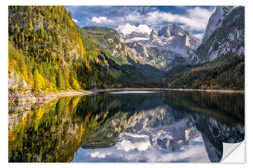 Selvklebende plakat Lake Gosause with View of the Dachstein Glacier