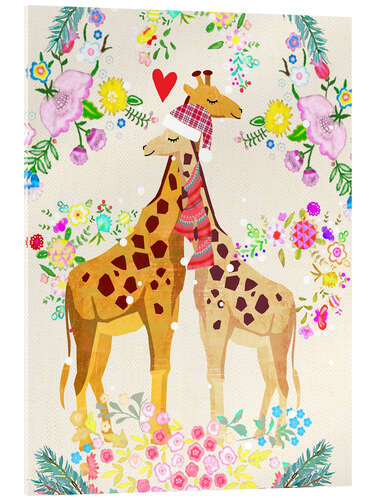 Stampa su vetro acrilico Giraffe Love