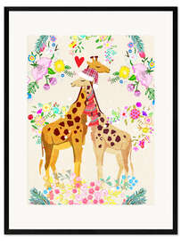 Ingelijste kunstdruk Giraffe Love