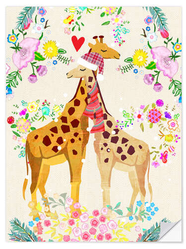 Självhäftande poster Giraffe Love