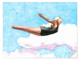 Wandsticker Diver in Lavender Clouds