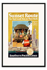 Gerahmter Kunstdruck Sunset-Route per Bahn und Schiff nach New York