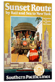 Quadro em plexi-alumínio Sunset Route by Train and Ship to New York