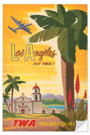 Selvklebende plakat Fly TWA to Los Angeles