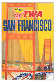 Muursticker Flight with TWA to San Francisco