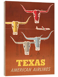 Wood print Texas American Airlines - Vintage Travel Collection