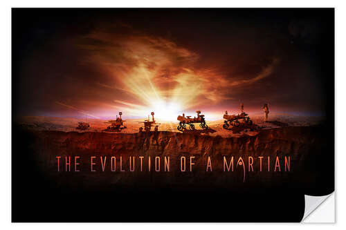 Wandsticker The Evolution Of A Martian - Five Successful Mars Rovers