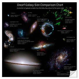 Selvklebende plakat Dwarf Galaxy Size Comparison Chart I