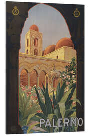 Magnettafel Gartenhof mit Arkade und Turm in Palermo, Italien