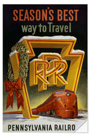 Selvklebende plakat Seasons's Best Way to Travel, Pennsylvania Railroad