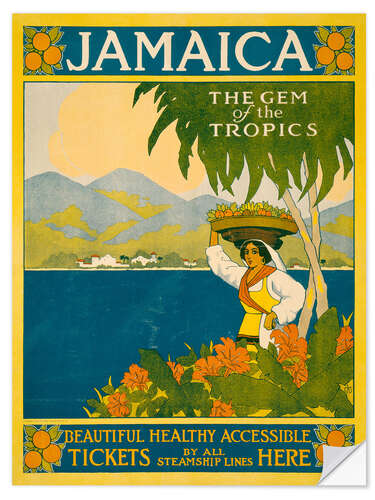 Selvklebende plakat Jamaica, the Gem of the Tropics