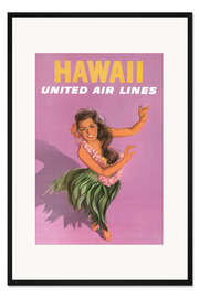 Gerahmter Kunstdruck Hawaii, United Air Lines