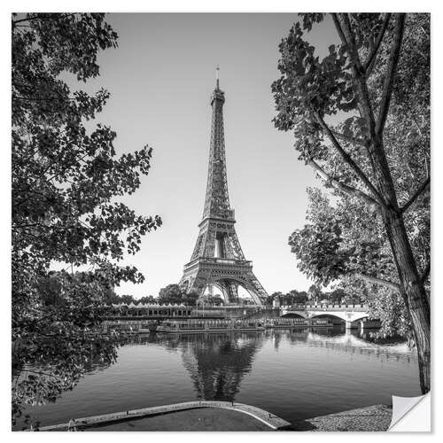 Selvklæbende plakat Eiffel Tower on the banks of the Seine