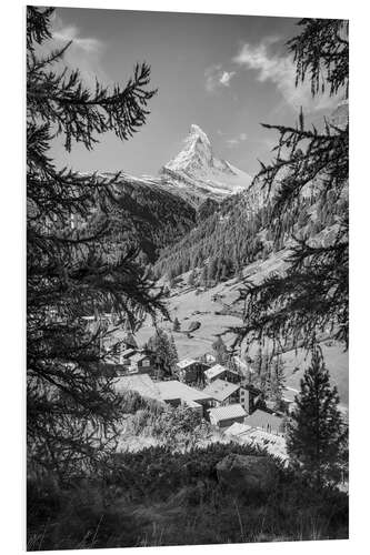 Print på skumplade View of the Matterhorn, Zermatt, Switzerland