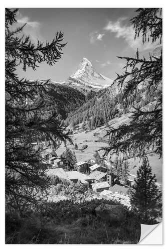 Wandsticker Blick auf das Matterhorn, Zermatt, Schweiz