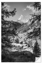 Sticker mural View of the Matterhorn, Zermatt, Switzerland