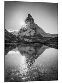 Tableau en aluminium Riffelsee with Matterhorn, Switzerland