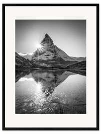 Impression artistique encadrée Riffelsee with Matterhorn, Switzerland