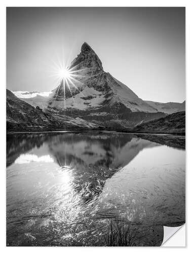 Selvklebende plakat Riffelsee with Matterhorn, Switzerland