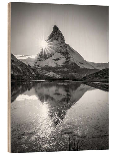 Wood print Riffelsee with Matterhorn, Switzerland