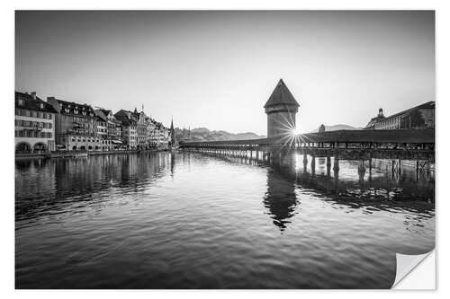 Selvklebende plakat Chapel Bridge, Lucerne, Switzerland