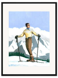 Gerahmter Kunstdruck Der Skifahrer betrachtet die Landschaft