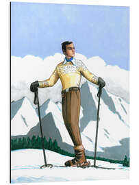 Magnettafel Der Skifahrer betrachtet die Landschaft