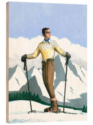 Wood print Skier Taking a Break