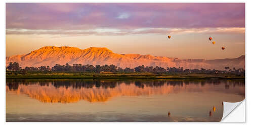 Selvklebende plakat Hot Air Balloons Hover Above the Nile at Sunrise