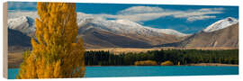 Holzbild Herbstszene am Lake Tekapo auf der Südinsel Neuseelands