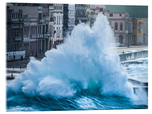 Acrylic print Large Wave Crashes on to the Malecon in Havana, Cuba