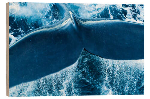 Wood print Tail of a Right Whale Making Splashes