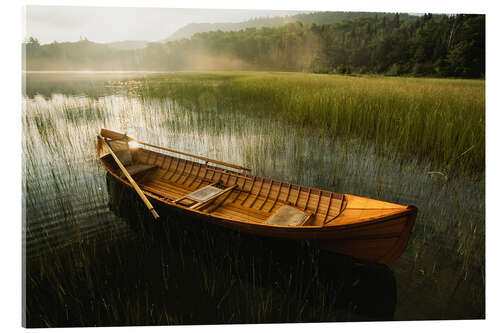 Acrylic print Adirondack Canoe Floats on Connery Pond at Sunrise