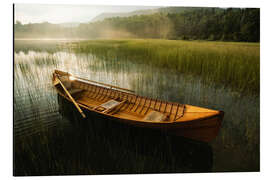 Tableau en aluminium Adirondack Canoe Floats on Connery Pond at Sunrise