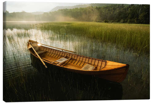 Lerretsbilde Adirondack Canoe Floats on Connery Pond at Sunrise