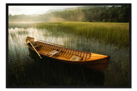 Gerahmter Kunstdruck Adirondack-Kanu bei Sonnenaufgang auf dem Connery Pond