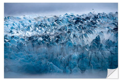 Självhäftande poster Morning Fog on Lamplugh Glacier, Alaska